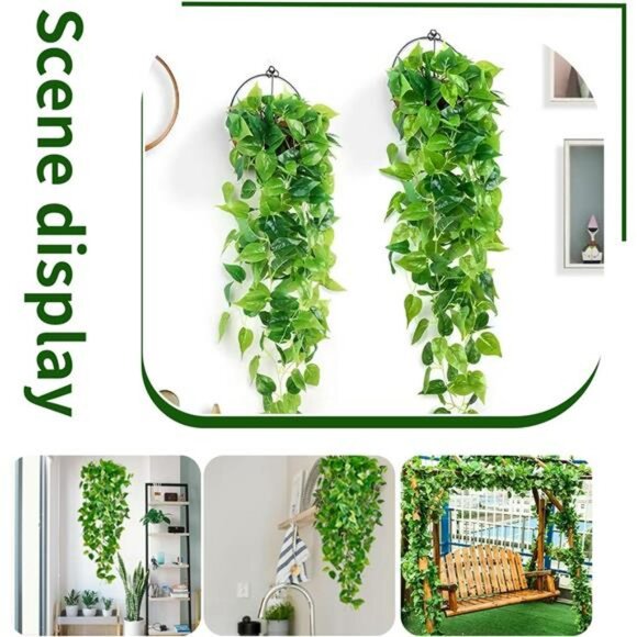 Artificial hanging plants vines fake ivy garlands greenery wall home decor set - Picture 5 of 7
